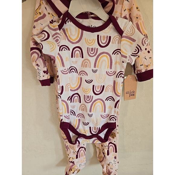 CHICKPEA Baby 3-PC. Cotton Bodysuit Pants & Bib Set 6/9 months - Picture 6 of 11